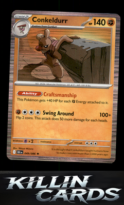Conkeldurr 049/086 Pokemon Rare SV: Black Bolt Card NM