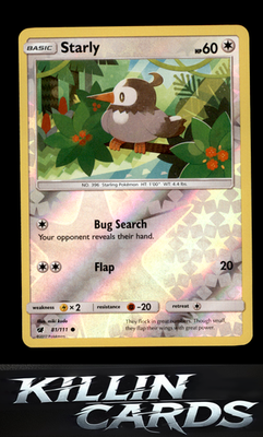 Reverse Holofoil Starly 81/111 Pokemon Common SM - Crimson Invasion Card NM