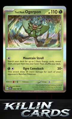 Teal Mask Ogerpon 024/167 Pokemon Rare SV06: Twilight Masquerade Card NM
