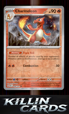Reverse Holofoil Charmeleon - 008/091 008/091 Pokemon Uncommon SV: Paldean Fates
