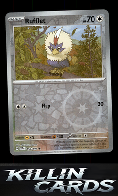 Reverse Holofoil Rufflet 152/191 Pokemon Common SV08: Surging Sparks Card NM
