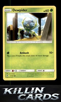 Dewpider 14/147 Pokemon Common SM - Burning Shadows Card NM
