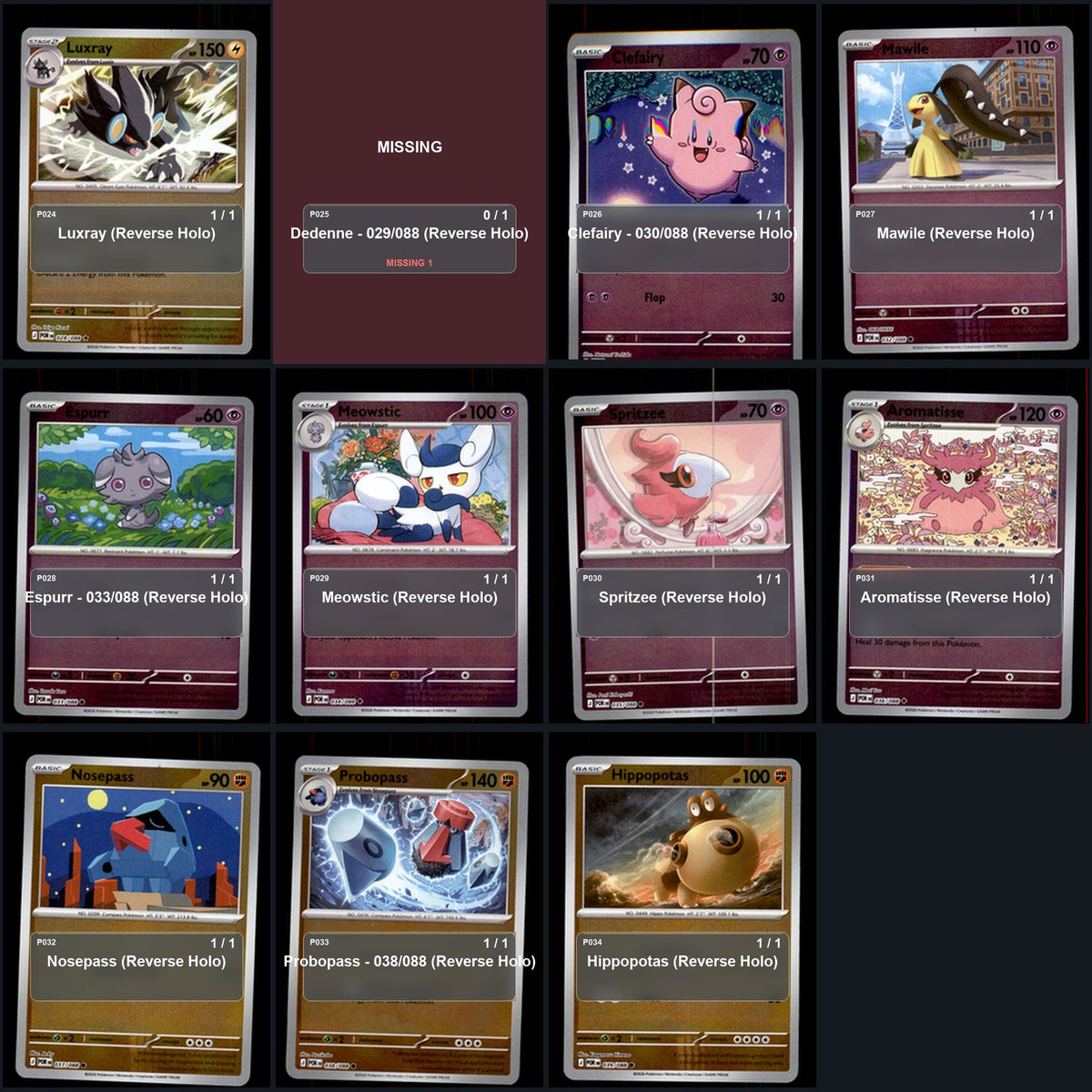Pokemon TCG ME03: Perfect Order Reverse Holo Master Set 66 Reverse Holo Card
