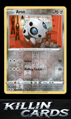 Reverse Holofoil Aron 109/198 Pokemon Common SWSH06: Chilling Reign Card NM