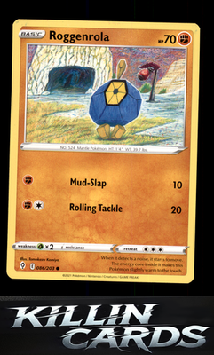 Roggenrola 086/203 Pokemon Common SWSH07: Evolving Skies Card NM