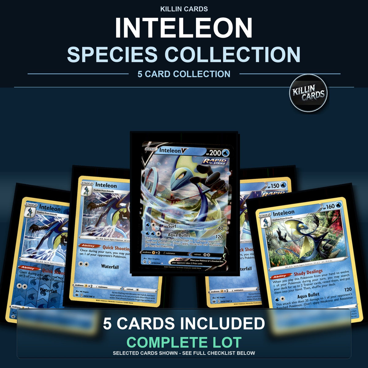 Pokemon TCG Inteleon Species Collection 5 Different Cards
