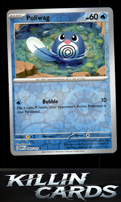 Reverse Holofoil Poliwag 060/165 Pokemon Common SV: Scarlet & Violet 151 Card NM