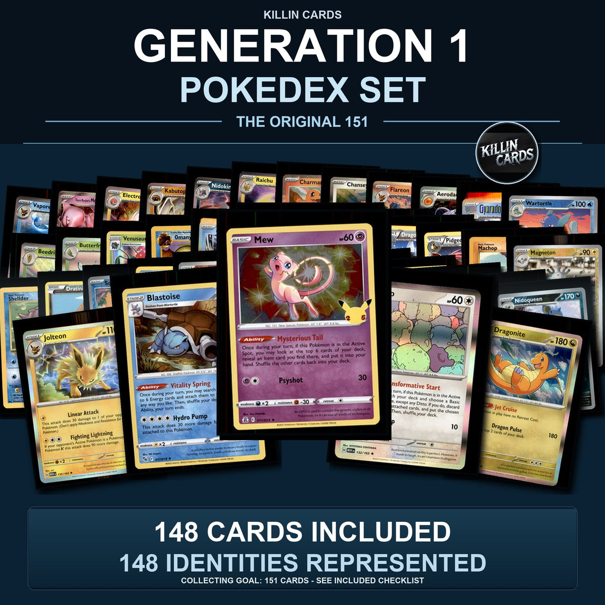 Pokemon TCG Generation 1 Kanto Pokemon Pokedex Set 148 Cards Collection