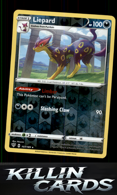 Reverse Holofoil Liepard 107/189 Pokemon Rare SWSH03: Darkness Ablaze Card NM