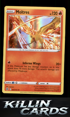 Moltres 021/172 Pokemon Holo Rare SWSH09: Brilliant Stars Card NM