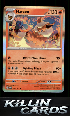 Flareon 136/165 Pokemon Rare SV: Scarlet & Violet 151 Card NM