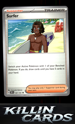 Surfer - 187/191 187/191 Pokemon Uncommon SV08: Surging Sparks Card NM