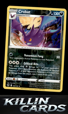 Reverse Holofoil Crobat 105/195 Pokemon Holo Rare SWSH12: Silver Tempest Card NM