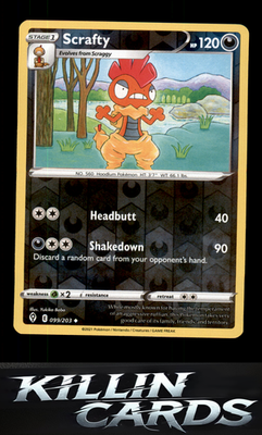 Reverse Holofoil Scrafty 099/203 Pokemon Uncommon SWSH07: Evolving Skies Card NM