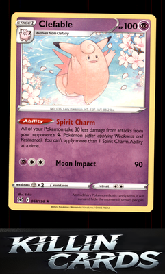 Clefable 063/196 Pokemon Rare SWSH11: Lost Origin Card NM