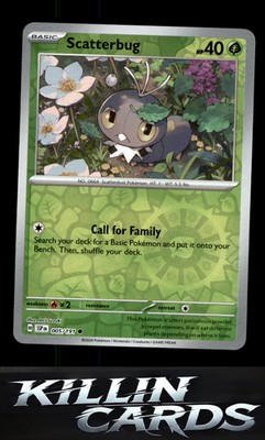Reverse Holofoil Scatterbug 005/191 Pokemon Common SV08: Surging Sparks Card NM