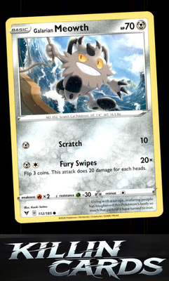 Galarian Meowth 112/185 Pokemon Common SWSH04: Vivid Voltage Card NM