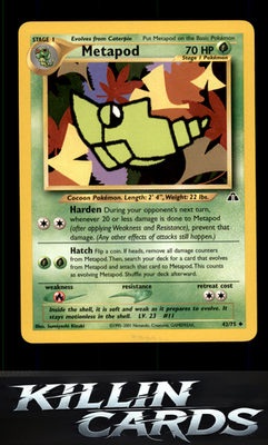 Metapod 42/75 Pokemon Uncommon Neo Discovery Card LP