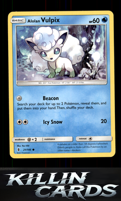 Alolan Vulpix 21/145 Pokemon Common SM - Guardians Rising Card NM