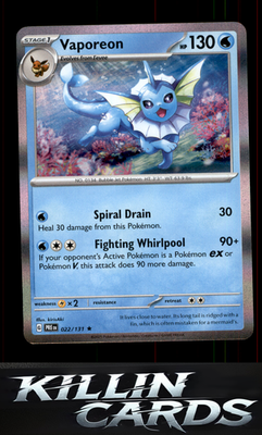 Vaporeon 022/131 Pokemon Rare SV: Prismatic Evolutions Card NM