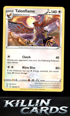 Talonflame 140/203 Pokemon Rare SWSH07: Evolving Skies Card NM