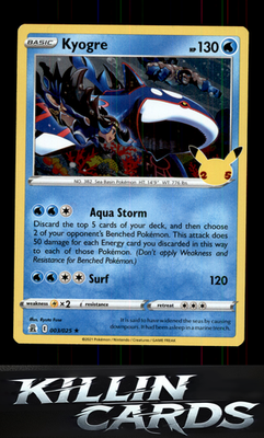 Kyogre 003/025 Pokemon Holo Rare Celebrations Card NM