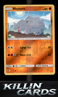 Reverse Holofoil Rhyhorn 65/147 Pokemon Common SM - Burning Shadows Card NM