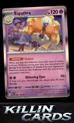 Espathra - 081/182 081/182 Pokemon Rare SV04: Paradox Rift Card NM