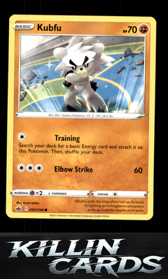 Kubfu 093/198 Pokemon Common SWSH06: Chilling Reign Card NM