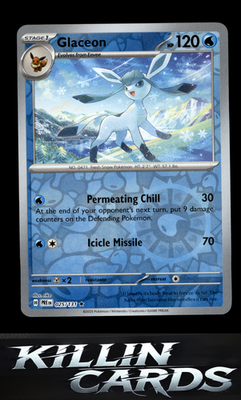 Reverse Holofoil Glaceon 025/131 Pokemon Rare SV: Prismatic Evolutions Card NM