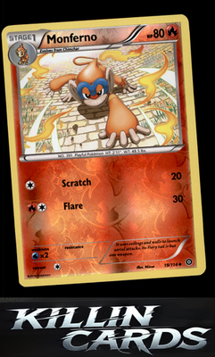 Reverse Holofoil Monferno 19/114 Pokemon Uncommon XY - Steam Siege Card NM