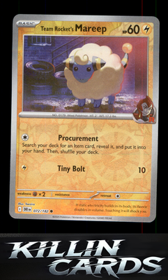 Reverse Holofoil Team Rocket's Mareep 072/182 Pokemon Common SV10: Destined Riva