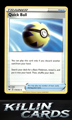 Quick Ball 179/202 Pokemon Uncommon SWSH01: Sword & Shield Base Set Card LP