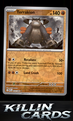 Reverse Holofoil Terrakion 054/086 Pokemon Rare SV: White Flare Card NM