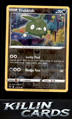 Reverse Holofoil Trubbish 110/185 Pokemon Common SWSH04: Vivid Voltage Card NM