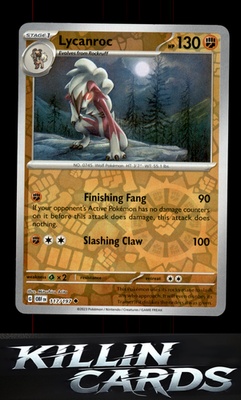 Reverse Holofoil Lycanroc 117/197 Pokemon Uncommon SV03: Obsidian Flames Card NM