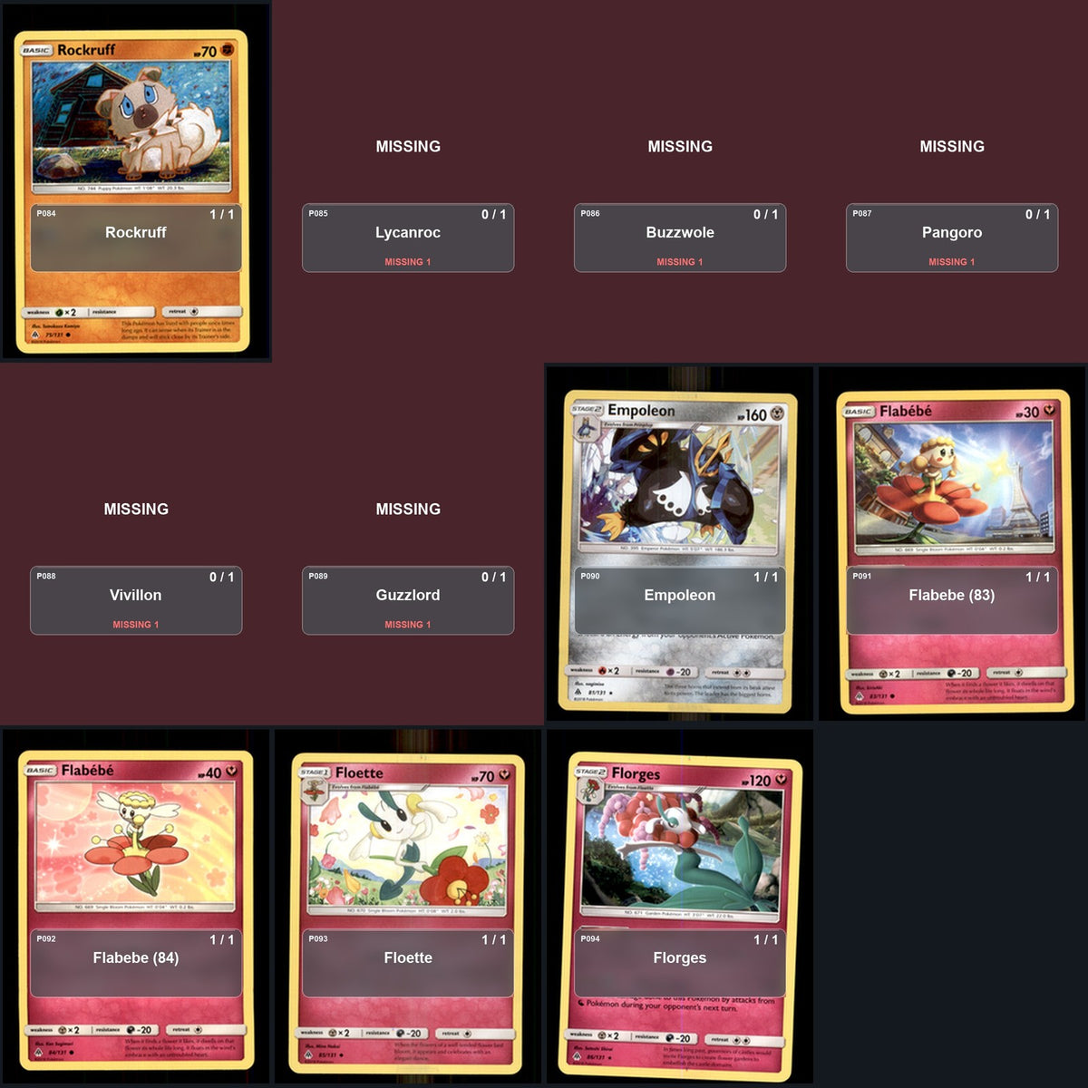 Pokemon TCG SM - Forbidden Light C/UC/R Standard Set 81 Cards