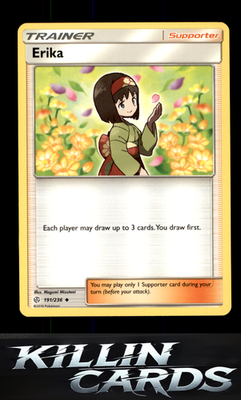 Erika 191/236 Pokemon Uncommon SM - Cosmic Eclipse Card NM