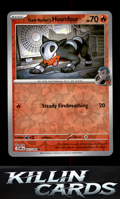 Reverse Holofoil Team Rocket's Houndour 037/182 Pokemon Common SV10: Destined Ri