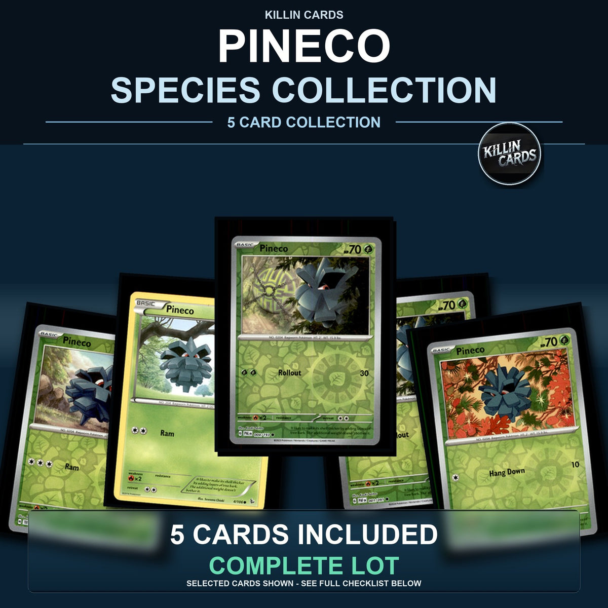 Pokemon TCG Pineco Species Collection 5 Different Cards