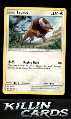 Tauros 129/181 Pokemon Uncommon SM - Team Up Card NM