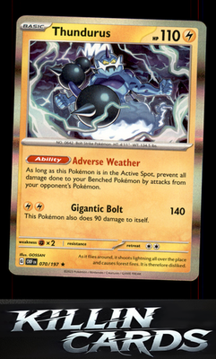 Thundurus 070/197 Pokemon Rare SV03: Obsidian Flames Card NM