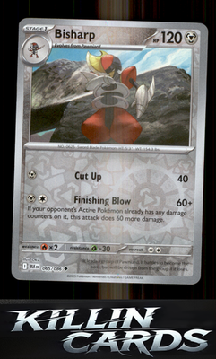 Reverse Holofoil Bisharp 065/086 Pokemon Uncommon SV: Black Bolt Card NM