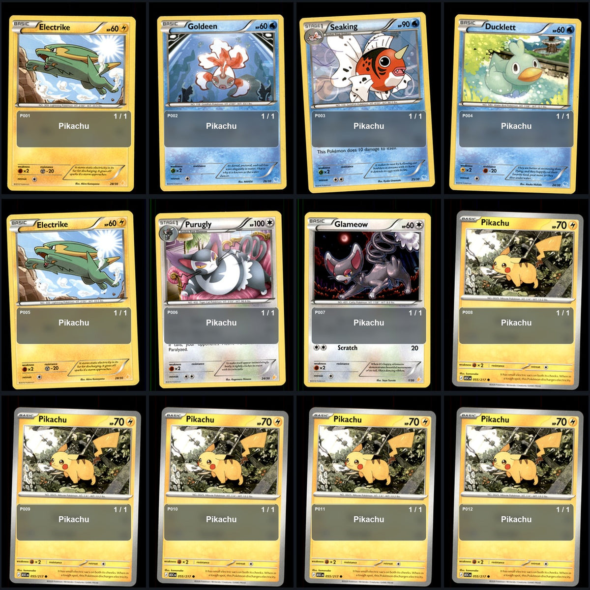 Pokemon TCG Pikachu Pokemon Species Collection 12 Different Cards Collection