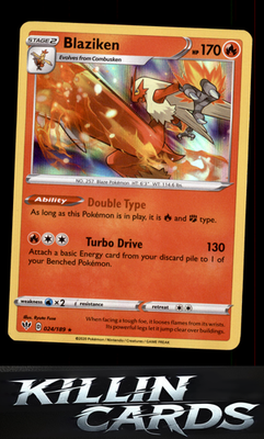 Blaziken 024/189 Pokemon Holo Rare SWSH03: Darkness Ablaze Card NM