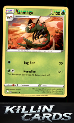 Yanmega 002/072 Pokemon Rare Shining Fates Card NM