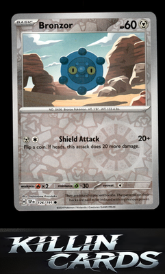 Reverse Holofoil Bronzor 126/191 Pokemon Common SV08: Surging Sparks Card NM