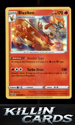 Blaziken 024/189 Pokemon Holo Rare SWSH03: Darkness Ablaze Card NM