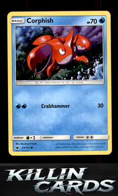 Corphish 24/111 Pokemon Common SM - Crimson Invasion Card NM
