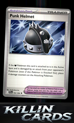 Punk Helmet 092/094 Pokemon Uncommon ME02: Phantasmal Flames Card NM